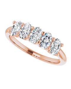 1.05ct Oval Lab Grown Diamond 5 Stone Ring in Gold-Rose-10k Gold-I