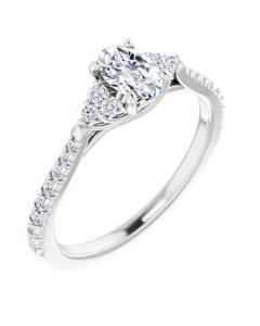 The Bella 0.70ct Lab Grown Oval Accented Engagement Ring