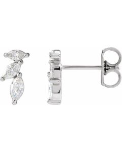0.40ct Marquise Floral Lab Grown Diamond Earrings-White