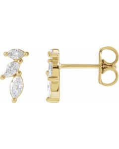 0.40ct Marquise Floral Lab Grown Diamond Earrings-Yellow