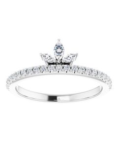0.33ct Diamond Marquise Crown Ring in Gold-White-I