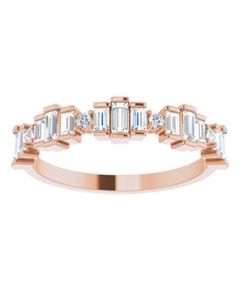 0.79ct Diamond Brilliant Baguette Ring in Gold-Rose-I