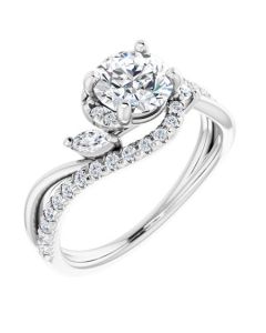 The Leila 1.38ct Round Lab Grown Diamond Twist Accented Halo Ring