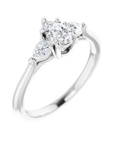 The Ella 0.90ct Trilogy Pear Side Lab Grown Ring in Gold-White-10k Gold-I
