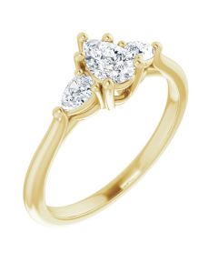The Ella 0.90ct Trilogy Pear Side Lab Grown Ring in Gold-Yellow-10k Gold-I