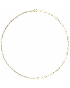 3.25ct Lab Grown Diamond Half Tennis Half Paperclip Necklace