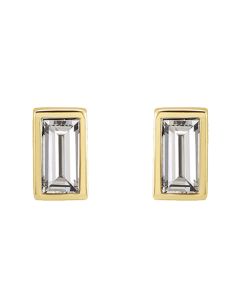 0.16ct Baguette Diamond Bezel Earrings in Gold-Yellow