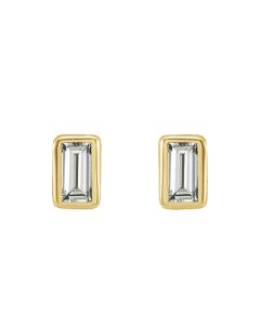 0.07ct Baguette Diamond Bezel Earrings in Gold-Yellow