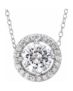 0.58ct Lab Grown Diamond Halo Necklace in 14k Gold
