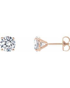0.80ct Lab Grown Diamond Martini Style Solitaire Earrings in Gold-Rose