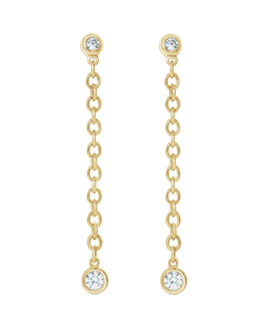 0.20 Diamond Drop Chain Earrings in Gold-Yellow