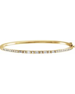 1.00ct Diamond Baguette Accent Bangle in Gold-Yellow