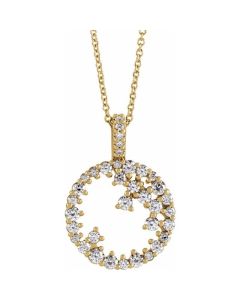 0.75ct Lab Grown Diamond Scattered Circle Necklace in Gold-Yellow-10k Gold
