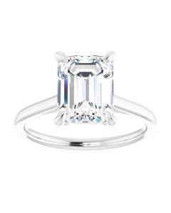 The Alice 3ct Lab Grown Emerald Solitaire Engagement Ring -10k Gold-White-I
