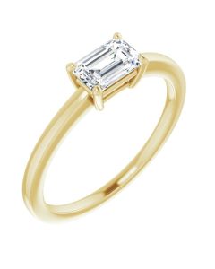 0.50ct Lab Grown Diamond Emerald East to West Solitaire Ring -Yellow-10k Gold-I