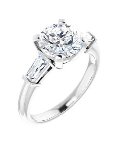 The Cassandra 2.42ct Round & Baguette Lab Grown Engagement Ring in Gold