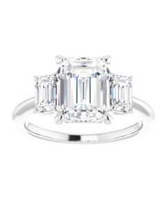 The Katherine 2.80ct Emerald Cut Trilogy Lab Grown Ring in Platinum