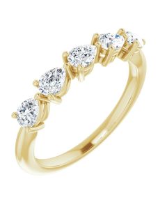 1.05ct Pear Lab Grown Diamond 5 Stone Ring in Gold-Yellow-10k Gold-I