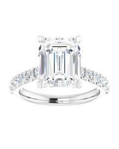 The Pheobe 2.36ct Emerald cut Lab Grown Diamond Engagement Ring-10k Gold-White-L
