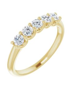 0.50ct Round Lab Grown Diamond 5 Stone Ring in Gold-Yellow-14k Gold-I
