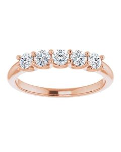 0.50ct Round Lab Grown Diamond 5 Stone Ring in 14k Gold-Rose-I