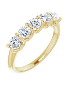 1.05ct Round Lab Grown Diamond 5 Stone Ring in Gold-Yellow-14k Gold-I