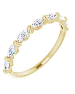 0.70ct Marquise Lab Grown Diamond 1 prong Half Eternity in Gold-Yellow-10k Gold-I