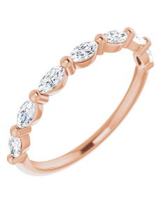 0.70ct Marquise Lab Grown Diamond 1 prong Half Eternity in Gold-Rose-10k Gold-I