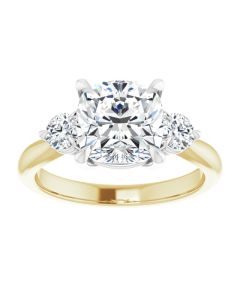 The Chloe 3.40ctw Cushion and Round Trilogy Lab Grown Diamond Ring