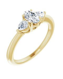 The Isla 0.90ct Trilogy Pear Side Lab Grown Ring in Gold-Yellow-10k Gold-I