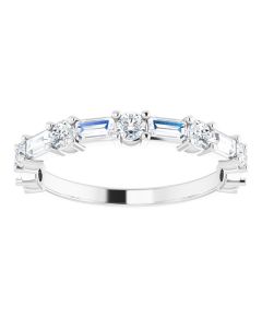 0.62ct Baguette and Round Lab Grown Diamond Half Eternity Ring 