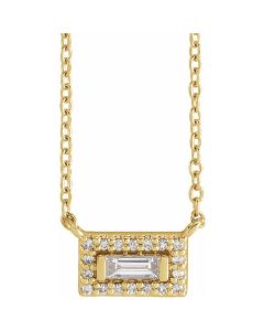 0.12ct Diamond Emerald Shape Necklace in 14k Gold-Yellow