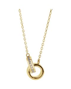 0.10ct Interlocking Bezel Ring Diamond Necklace in 14k Gold-Yellow