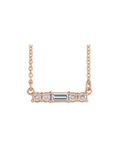0.26ct Diamond Baguette Bar Necklace in Gold-Rose