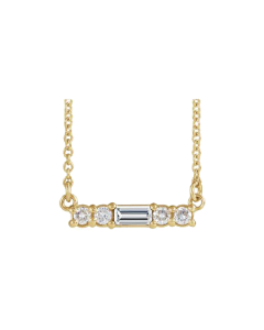 0.26ct Diamond Baguette Bar Necklace in Gold-Yellow