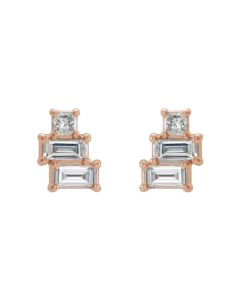 0.25ct Diamond Baguette Earrings in Gold-Rose