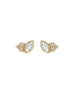 0.25ct Diamond Marquise &amp; Round Earrings in Gold-Yellow