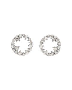 0.60ct Diamond Circle Accent Earrings in Gold-White