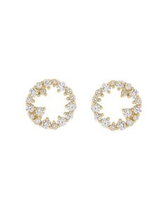 0.60ct Diamond Circle Accent Earrings in Gold-Yellow
