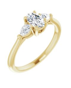 The Ella 0.90ct Oval and Pear Trilogy Lab Grown Ring in Gold-Yellow-10k Gold-I