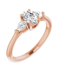 The Ella 0.90ct Oval and Pear Trilogy Lab Grown Ring in Gold-Rose-10k Gold-I