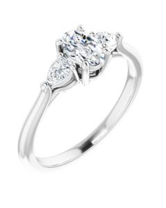 The Ella 0.90ct Oval and Pear Trilogy Lab Grown Ring in Gold-White-10k Gold-I