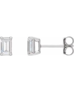 0.70ct Lab Grown Diamond Baguette Solitaire Earrings in Gold-White