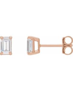 0.70ct Lab Grown Diamond Baguette Solitaire Earrings in Gold-Rose