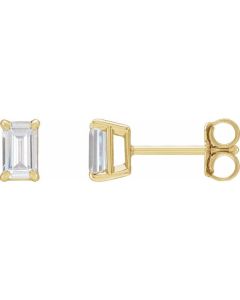 0.70ct Lab Grown Diamond Baguette Solitaire Earrings in Gold-Yellow