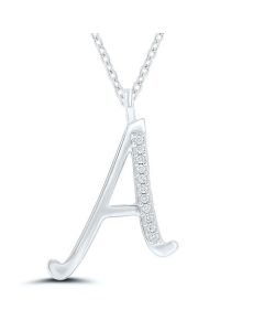 Diamond Set Personalised Alphabet Necklace in Gold-A-Yellow