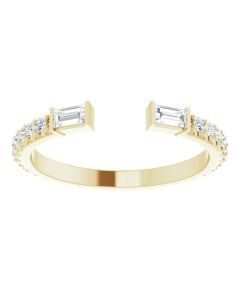 0.50ct Lab Grown Diamond Baguette Accented Open Ring-Yellow-10k Gold-M