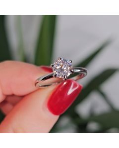 The Anna 1ct Lab Grown Round 6 Prong Solitaire Engagement Ring in Gold