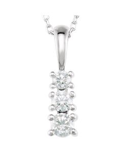 0.16ct Diamond Graduated Trilogy Necklace in 14k White Gold