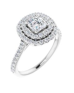 The Arabella 1.04ct Cushion Double Halo Engagement Ring